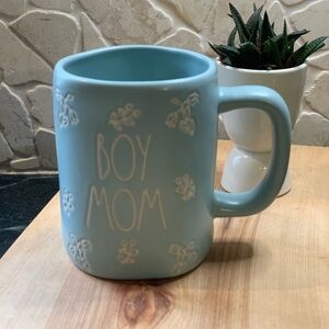 RAE DUNN MAGENTA | Baby Blue “Boy Mom” With White Spring Flowers